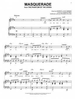 page one of Masquerade (from The Phantom Of The Opera) (Piano & Vocal)