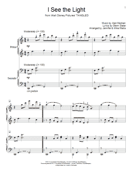 page one of I See The Light (from Tangled) (Piano Duet)