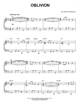 page one of Oblivion (Piano Solo)