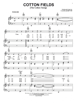 page one of Cotton Fields (The Cotton Song) (Piano, Vocal & Guitar Chords (Right-Hand Melody))