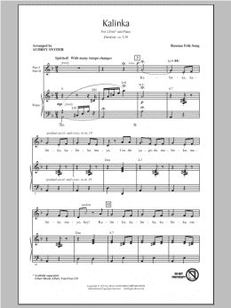 page one of Kalinka (Little Snowball Bush) (2-Part Choir)
