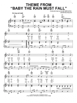 page one of Theme From "Baby The Rain Must Fall" (Piano, Vocal & Guitar Chords (Right-Hand Melody))