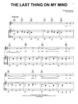 page one of The Last Thing On My Mind (Piano, Vocal & Guitar Chords (Right-Hand Melody))