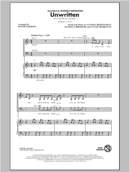 page one of Unwritten (3-Part Mixed Choir)
