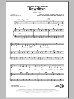 page one of Unwritten (2-Part Choir)
