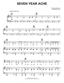 page one of Seven Year Ache (Piano, Vocal & Guitar Chords (Right-Hand Melody))