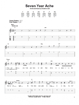 page one of Seven Year Ache (Easy Guitar Tab)