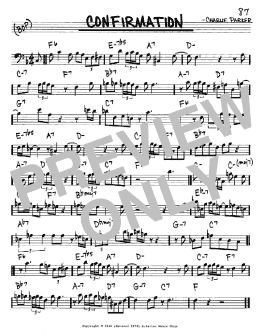 page one of Confirmation (Real Book – Melody & Chords – Bass Clef Instruments)