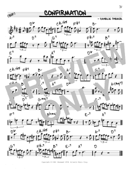 page one of Confirmation (Real Book – Melody & Chords – Eb Instruments)