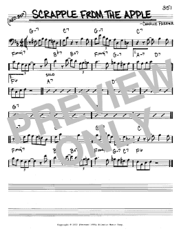 page one of Scrapple From The Apple (Real Book – Melody & Chords – Bass Clef Instruments)