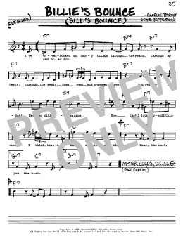 page one of Billie's Bounce (Bill's Bounce) (Real Book – Melody, Lyrics & Chords)