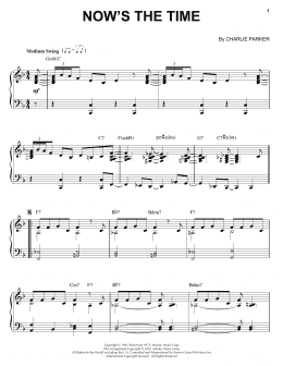 page one of Now's The Time (Piano Solo)