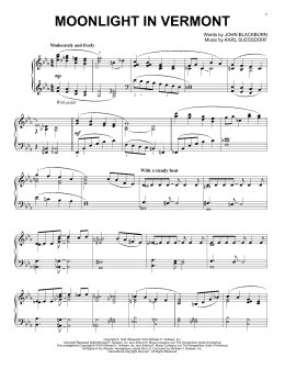page one of Moonlight In Vermont (Piano Solo)