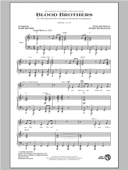 page one of Blood Brothers (3-Part Mixed Choir)