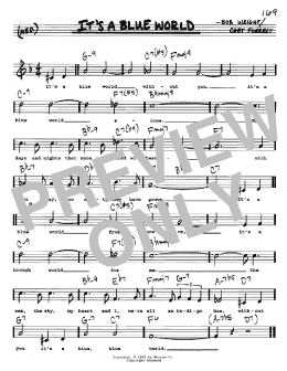page one of It's A Blue World (Real Book – Melody, Lyrics & Chords)