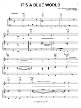 page one of It's A Blue World (Piano, Vocal & Guitar Chords (Right-Hand Melody))