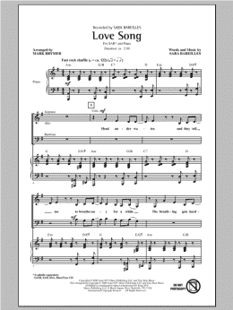 page one of Love Song (arr. Mark Brymer) (SAB Choir)
