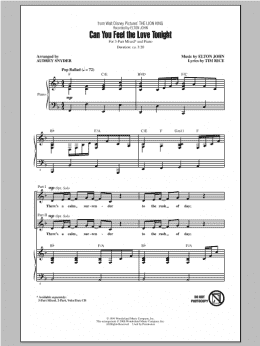 page one of Can You Feel The Love Tonight (from The Lion King) (arr. Audrey Snyder) (3-Part Mixed Choir)