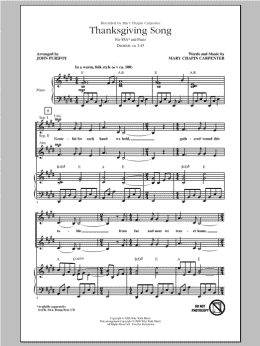 page one of Thanksgiving Song (arr. John Purifoy) (SSA Choir)