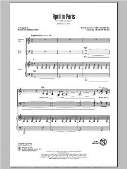 page one of April In Paris (SATB Choir)