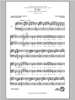 page one of El Vito (arr. Emily Crocker) (2-Part Choir)