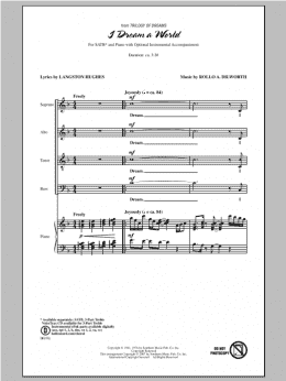 page one of I Dream A World (from Trilogy of Dreams) (SATB Choir)