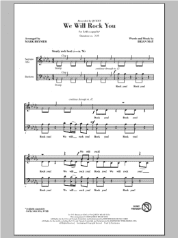 page one of We Will Rock You (arr. Mark Brymer) (SAB Choir)