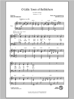 page one of O Little Town of Bethlehem (SAB Choir)