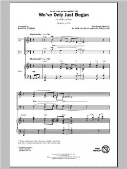 page one of We've Only Just Begun (SATB Choir)