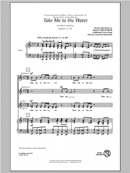 page one of Take Me To The Water (SSA Choir)