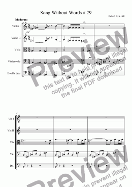 page one of Song Without Words # 29 [String Quartet and DB]
