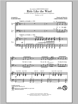 page one of Ride Like The Wind (SAB Choir)