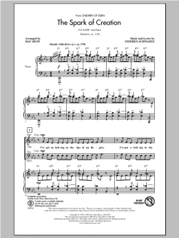 page one of The Spark Of Creation (from Children of Eden) (SATB Choir)