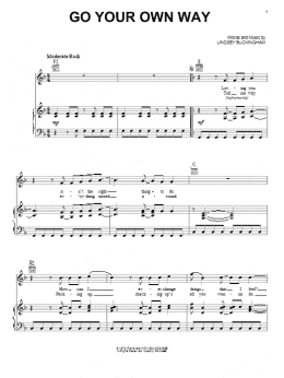 page one of Go Your Own Way (Piano, Vocal & Guitar Chords (Right-Hand Melody))