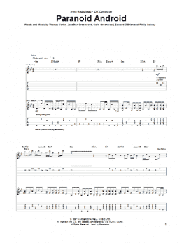 page one of Paranoid Android (Guitar Tab)