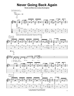 page one of Never Going Back Again (Guitar Tab (Single Guitar))