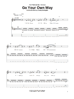 page one of Go Your Own Way (Bass Guitar Tab)