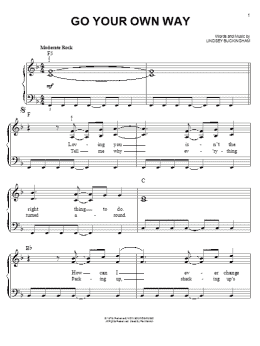 page one of Go Your Own Way (Easy Piano)