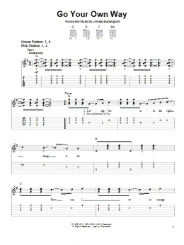 page one of Go Your Own Way (Easy Guitar Tab)