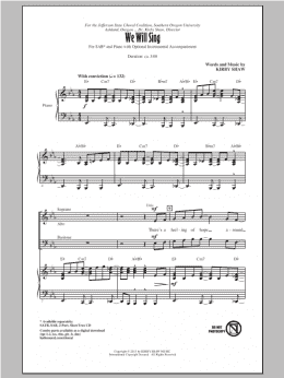 page one of We Will Sing (SAB Choir)