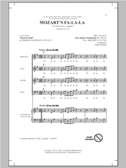 page one of Mozart's Fa-La-La (SATB Choir)