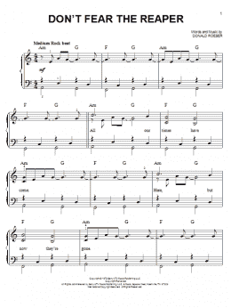 page one of Don't Fear The Reaper (Easy Piano)