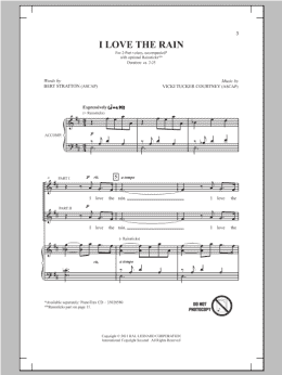page one of I Love The Rain (2-Part Choir)
