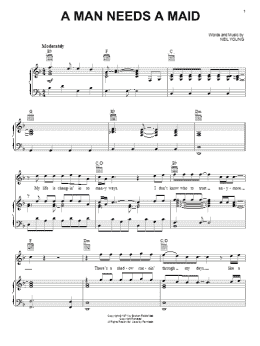 page one of A Man Needs A Maid (Piano, Vocal & Guitar Chords (Right-Hand Melody))