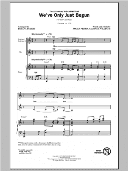 page one of We've Only Just Begun (SSA Choir)