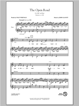 page one of The Open Road (SAB Choir)