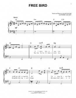 page one of Free Bird (Easy Piano)