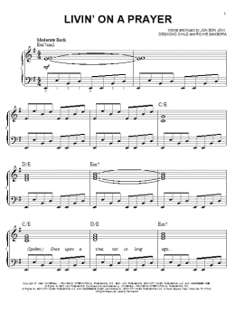 page one of Livin' On A Prayer (Easy Piano)