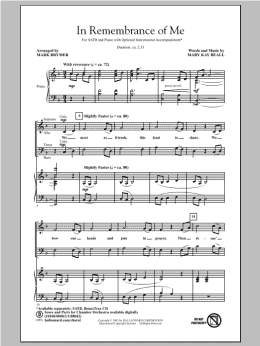 page one of In Remembrance Of Me (SATB Choir)