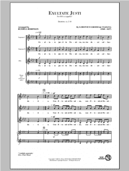 page one of Exultate Justi (SSA Choir)
